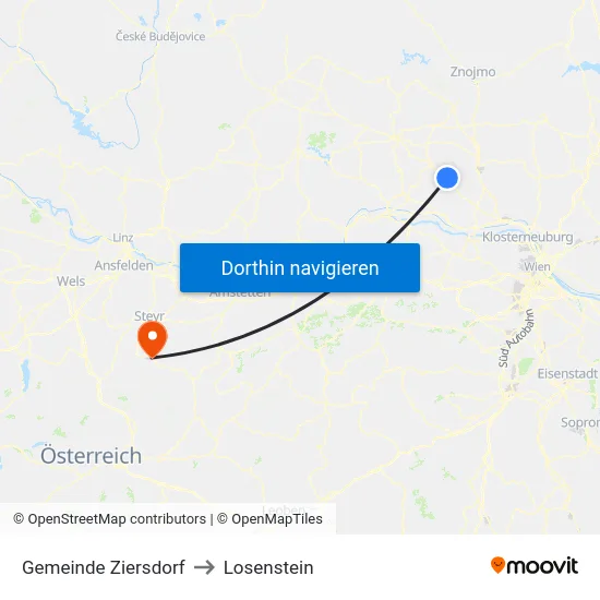 Gemeinde Ziersdorf to Losenstein map