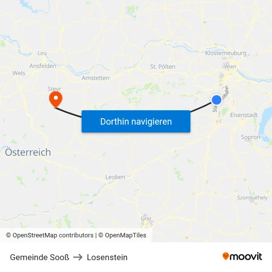 Gemeinde Sooß to Losenstein map