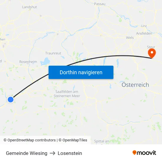 Gemeinde Wiesing to Losenstein map