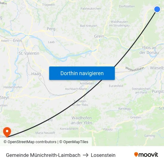Gemeinde Münichreith-Laimbach to Losenstein map