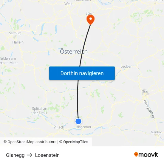 Glanegg to Losenstein map