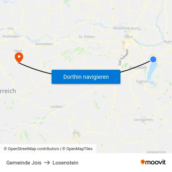 Gemeinde Jois to Losenstein map