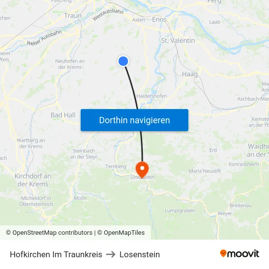 Hofkirchen Im Traunkreis to Losenstein map