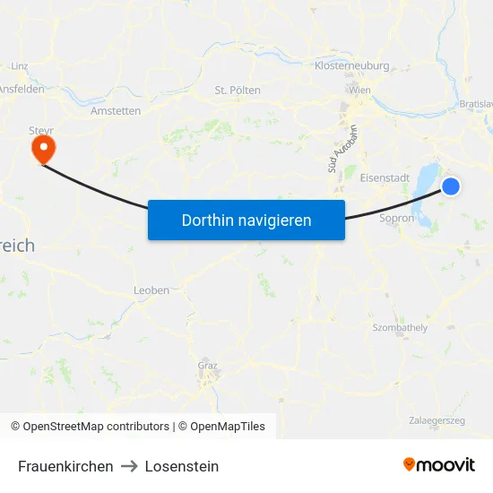 Frauenkirchen to Losenstein map