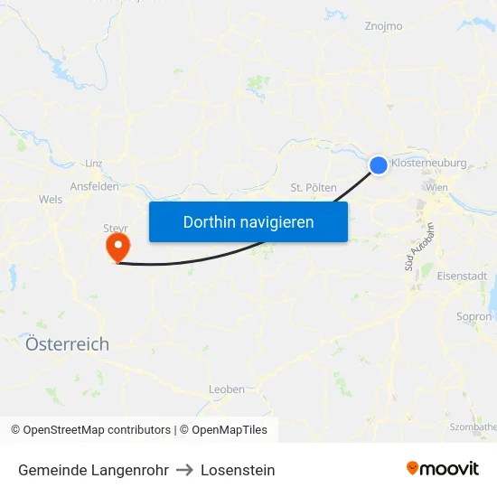 Gemeinde Langenrohr to Losenstein map