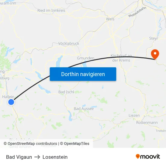 Bad Vigaun to Losenstein map