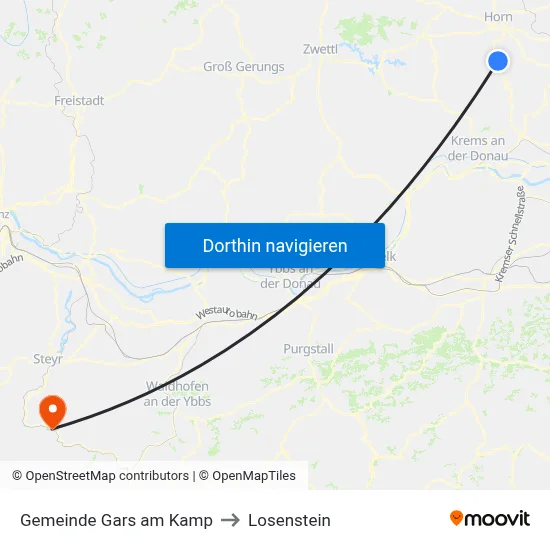 Gemeinde Gars am Kamp to Losenstein map