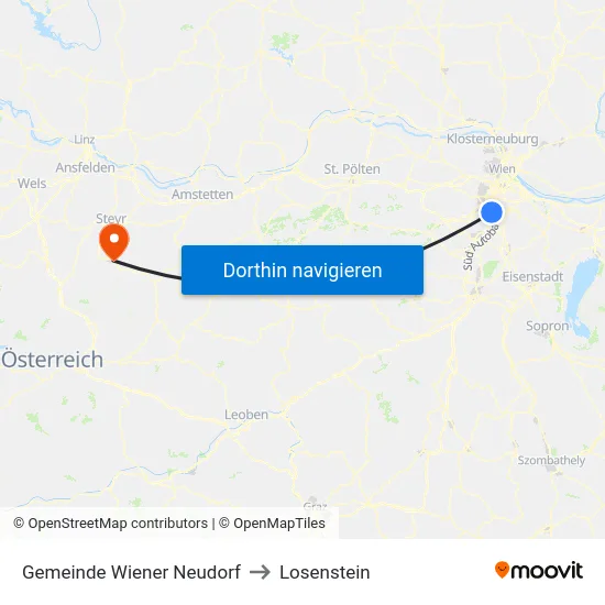 Gemeinde Wiener Neudorf to Losenstein map