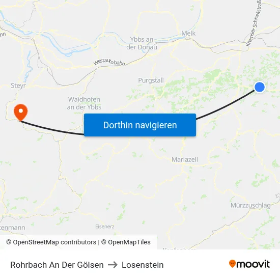 Rohrbach An Der Gölsen to Losenstein map