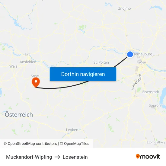 Muckendorf-Wipfing to Losenstein map