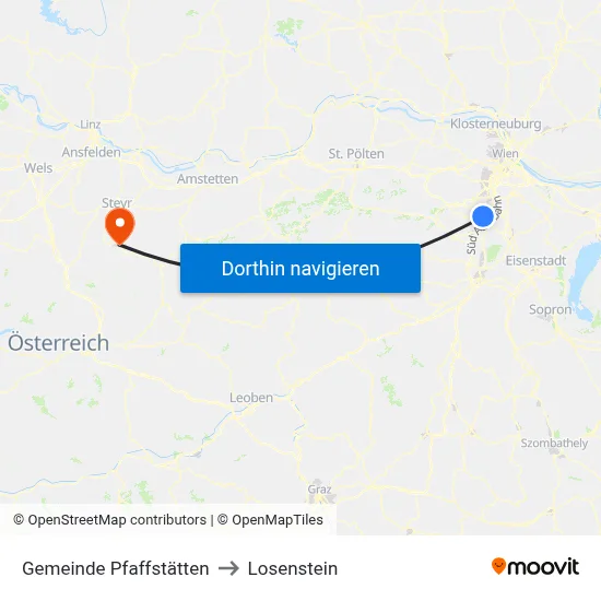 Gemeinde Pfaffstätten to Losenstein map
