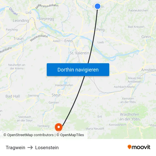 Tragwein to Losenstein map
