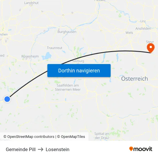 Gemeinde Pill to Losenstein map