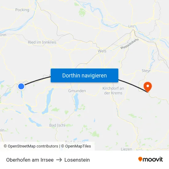 Oberhofen am Irrsee to Losenstein map