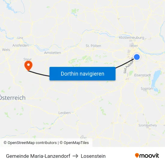 Gemeinde Maria-Lanzendorf to Losenstein map