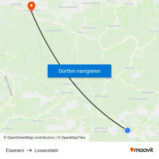 Eisenerz to Losenstein map