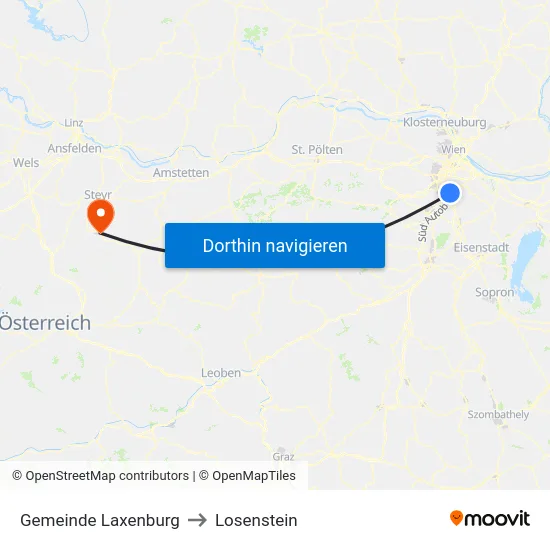 Gemeinde Laxenburg to Losenstein map