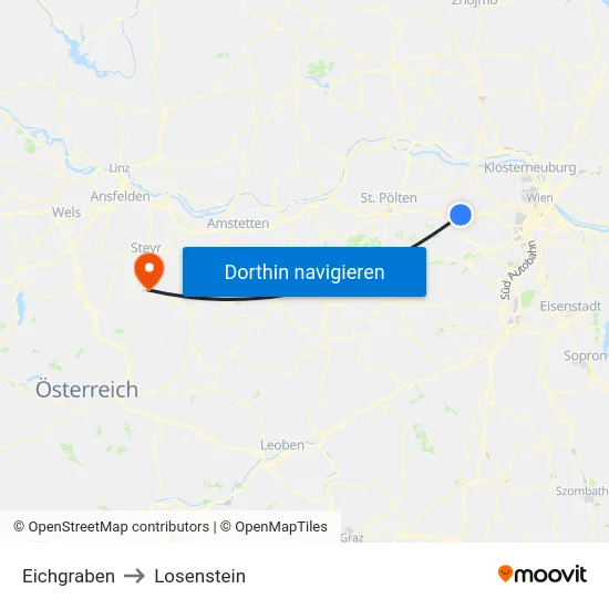 Eichgraben to Losenstein map