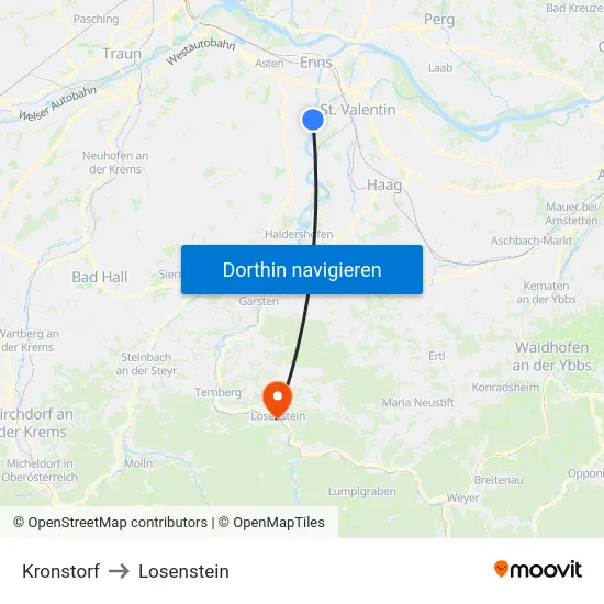 Kronstorf to Losenstein map