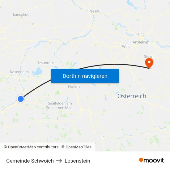 Gemeinde Schwoich to Losenstein map