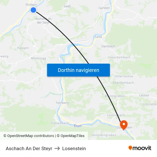 Aschach An Der Steyr to Losenstein map