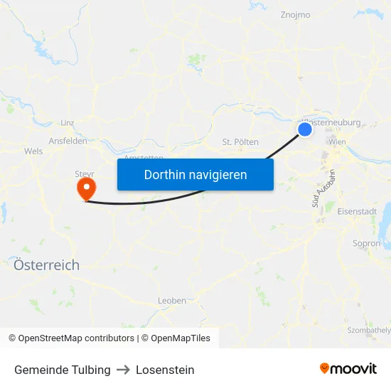 Gemeinde Tulbing to Losenstein map
