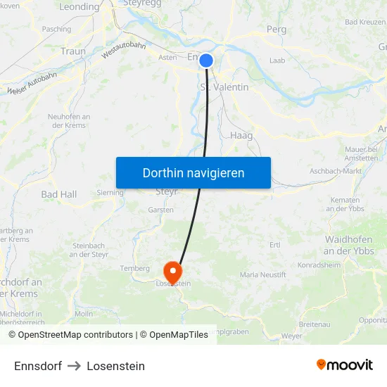 Ennsdorf to Losenstein map