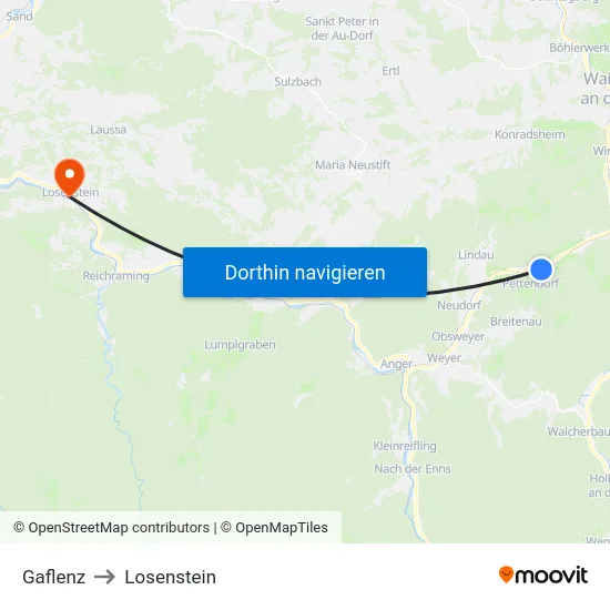 Gaflenz to Losenstein map