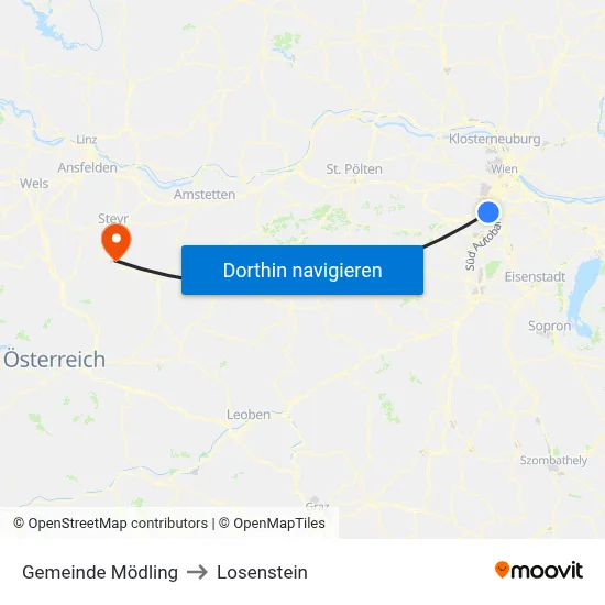 Gemeinde Mödling to Losenstein map