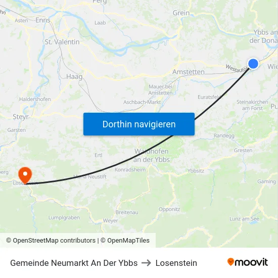 Gemeinde Neumarkt An Der Ybbs to Losenstein map