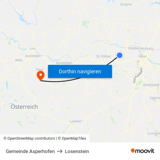 Gemeinde Asperhofen to Losenstein map