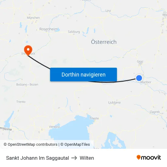 Sankt Johann Im Saggautal to Wilten map