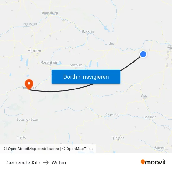 Gemeinde Kilb to Wilten map