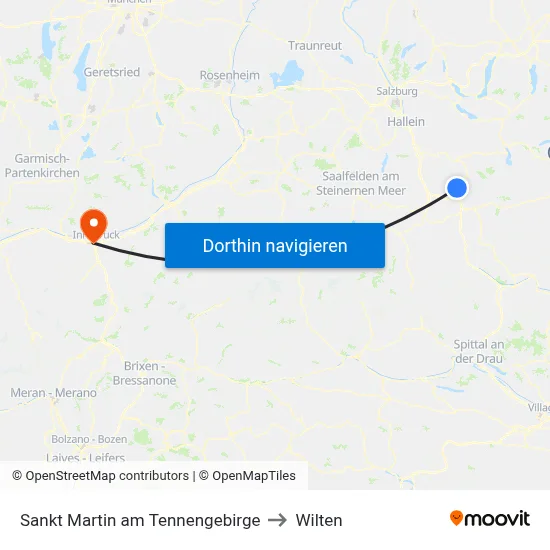 Sankt Martin am Tennengebirge to Wilten map