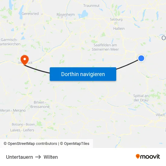 Untertauern to Wilten map
