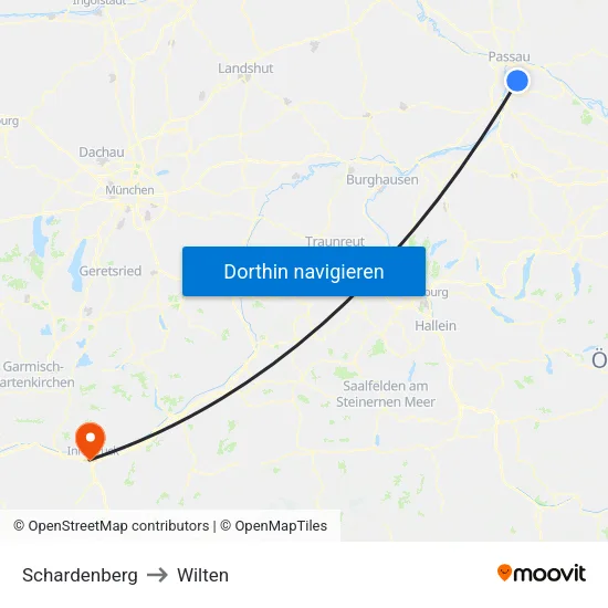Schardenberg to Wilten map