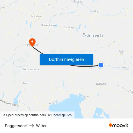 Poggersdorf to Wilten map