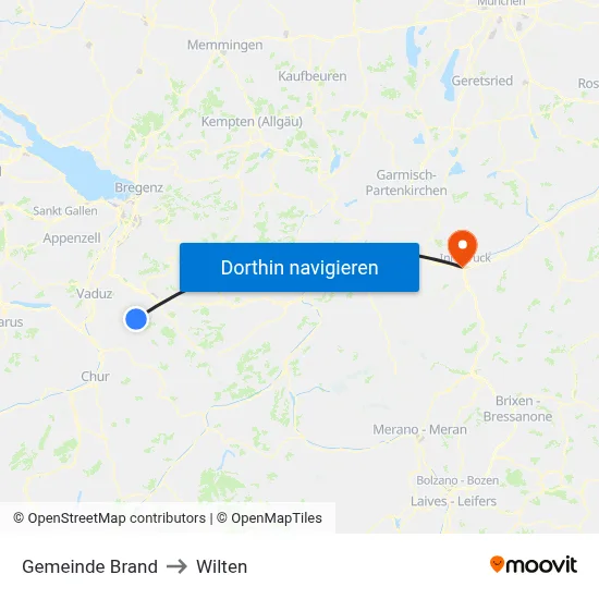 Gemeinde Brand to Wilten map