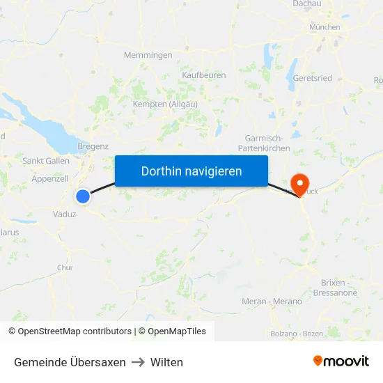Gemeinde Übersaxen to Wilten map
