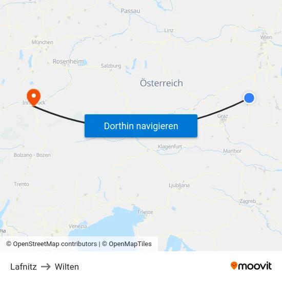 Lafnitz to Wilten map