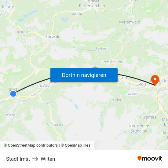 Stadt Imst to Wilten map