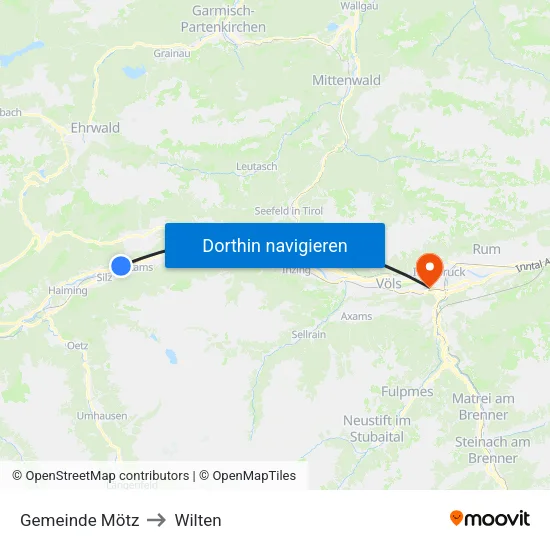 Gemeinde Mötz to Wilten map