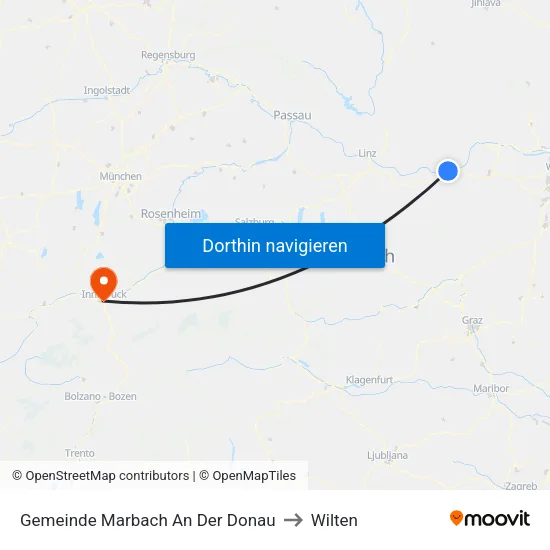 Gemeinde Marbach An Der Donau to Wilten map