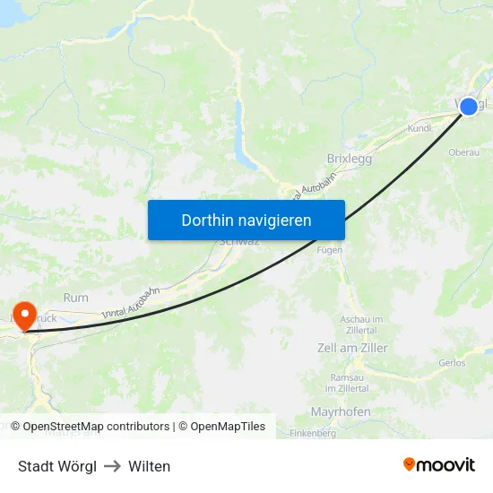Stadt Wörgl to Wilten map