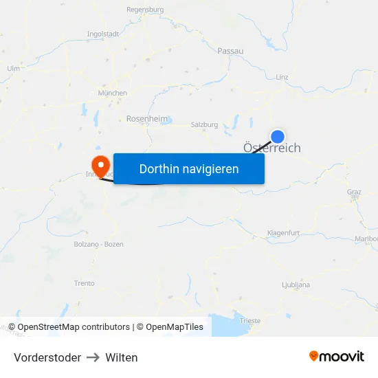 Vorderstoder to Wilten map