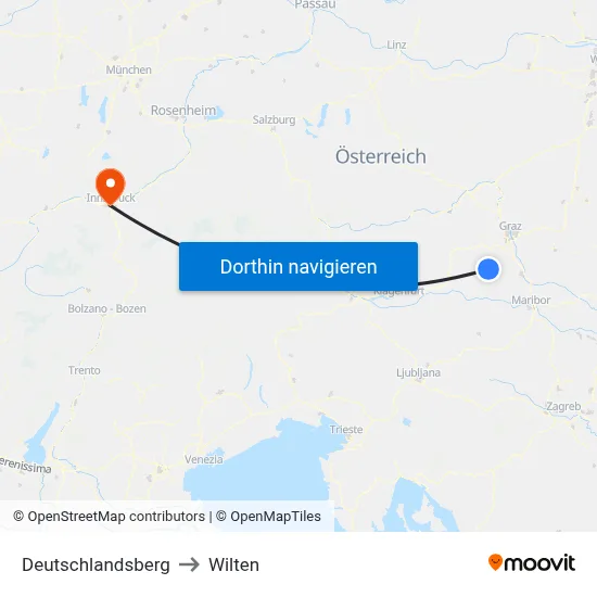 Deutschlandsberg to Wilten map