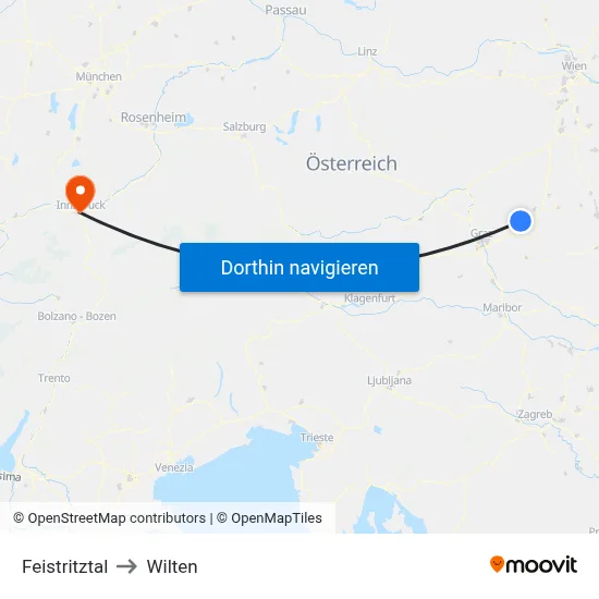 Feistritztal to Wilten map