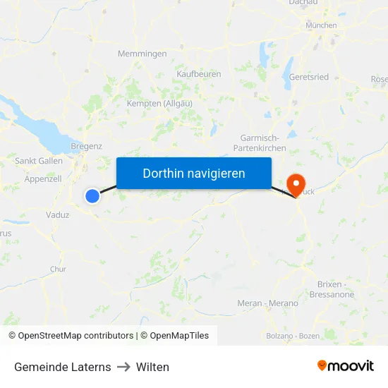 Gemeinde Laterns to Wilten map