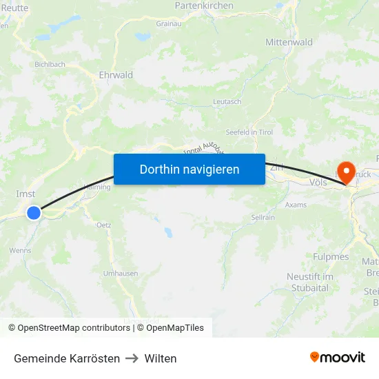 Gemeinde Karrösten to Wilten map