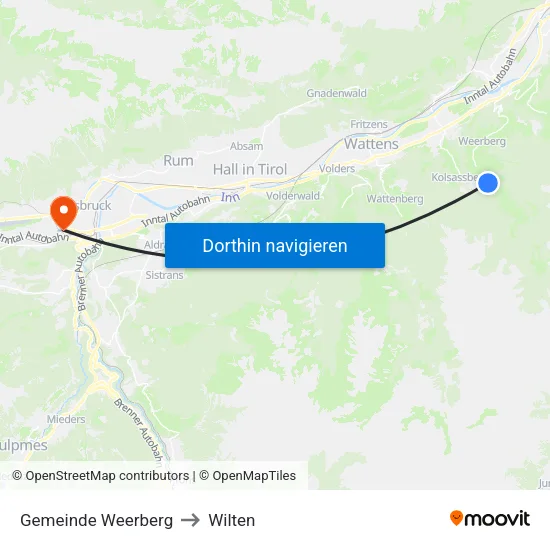 Gemeinde Weerberg to Wilten map